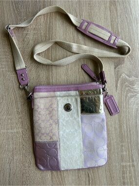 Coach Pastel Signature Patchwork Crossbody Bag - Lilac/Cream Vintage Y2K